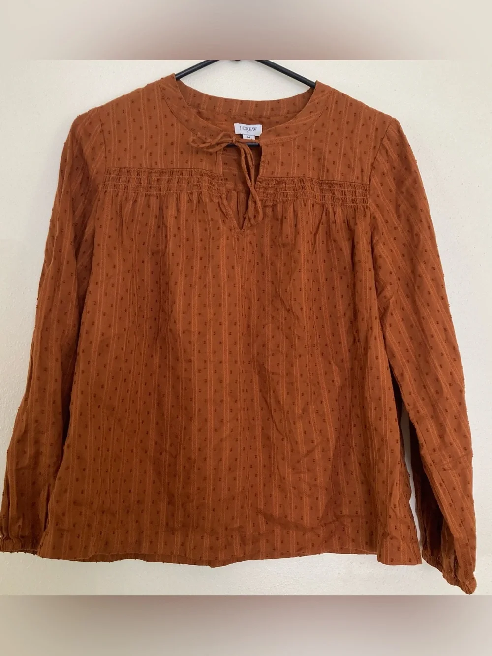 J Crew Peasant top Blouse Rust Size M